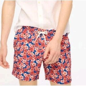 J.Crew‎ Men's Floral Swim Trunks Lined Drawstring Shorts Size XL Beach Vacation
